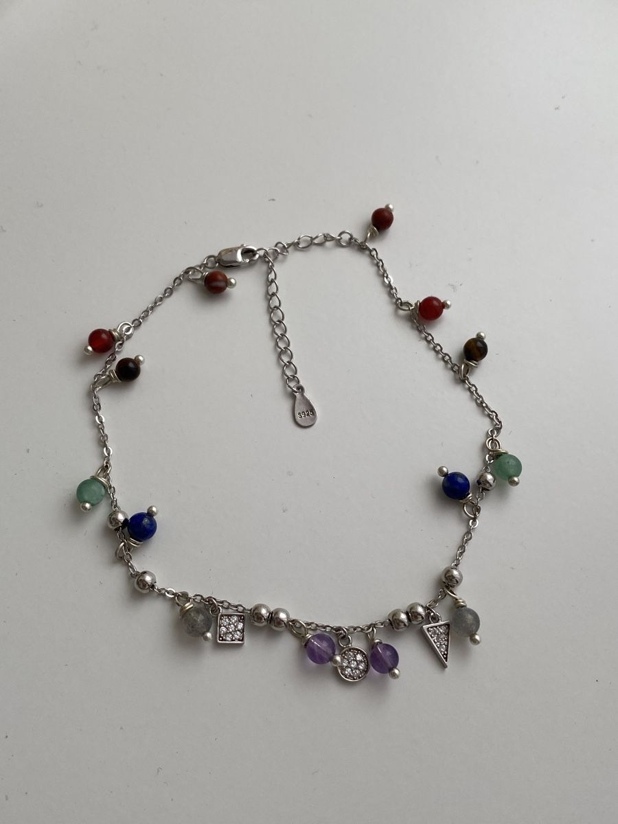 Bracciali & Braccialetti: Silber 925 Fusskette mit Steinen – Nuovo e nell'imballaggio originale da Givisiez venduto da dor_xb9k