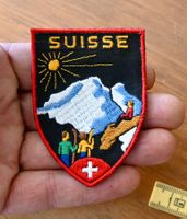 VINTAGE Badge SUISSE berg / skifahrer  ST. GALLER STICKEREI