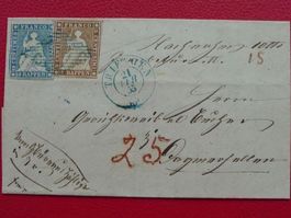1855, 22A+23A auf Brief von TRIENGEN (LU) nach DAGMERSELLEN