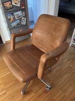 Vintage Bürostuhl cognacbraun mit Armlehnen & Rollen