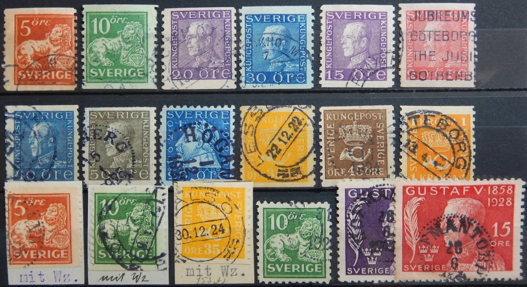 Tutti i francobolli: Schweden ex. Kat. 137-210 gest. 1920/28 – Usato da Zürich venduto da Muehlekauf