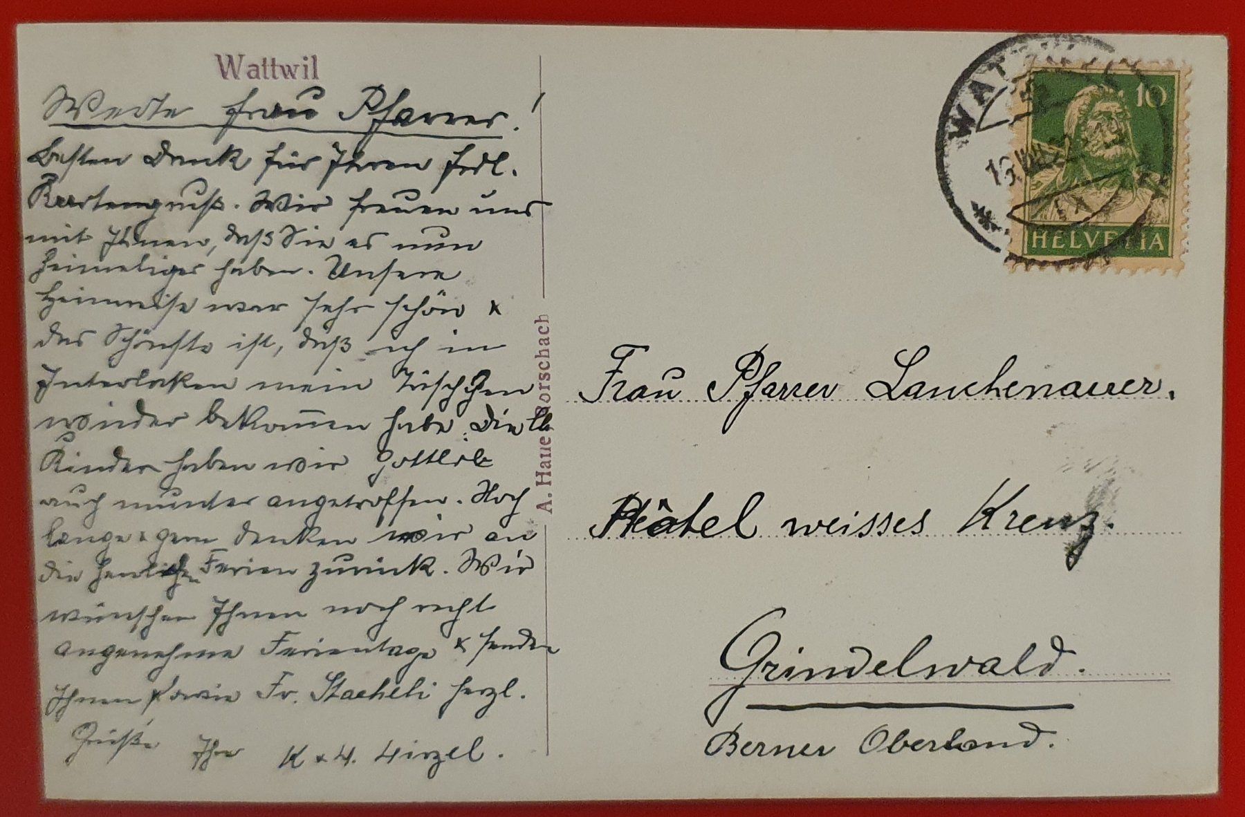 Cartoline postali: Wattwil 1922 – Usato da Kreuzlingen venduto da Rschweiz1 1