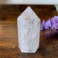 ✲ Bergkristall Quarz Turm ✲ 103g/67mm Crackle Quartz Obelisk