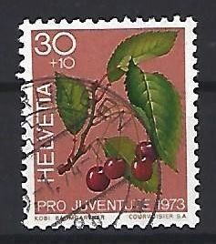 Tutti i francobolli: 1973- PJ / Früchte  - Süsskirsche – Usato da Schaffhausen venduto da poststamp