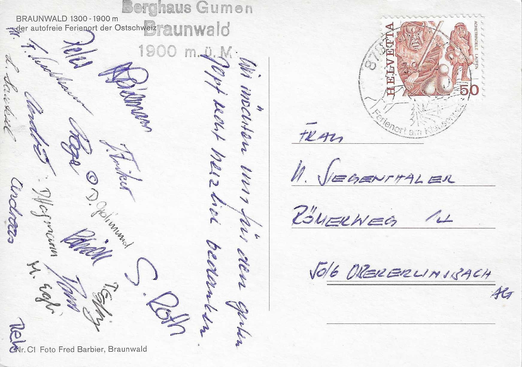 Ansichtskarten: Braunwald GL – Gebraucht aus Rothrist von Stranglehold 1