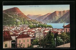 CPA Lugano, Panorama e Monte Br, 1915