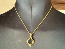 ✨Halskette „D’ORLAN Paris“ schwarzem Anhänger und Strass
