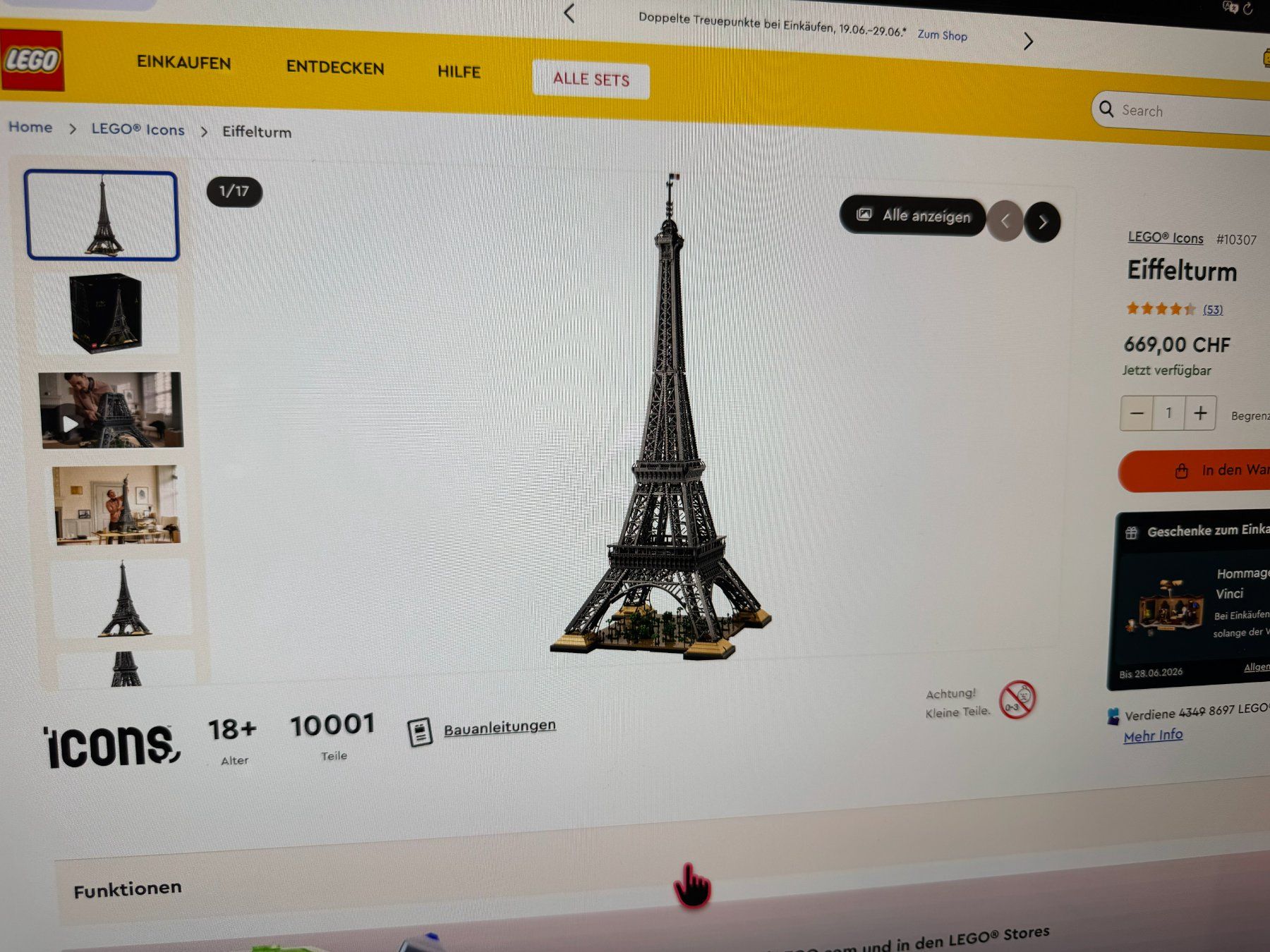 Lego Kit di costruzioni: Lego Eiffelturm Neu Originalverpackt – Nuovo e nell'imballaggio originale da Niederrohrdorf venduto da ursgut-vinyl