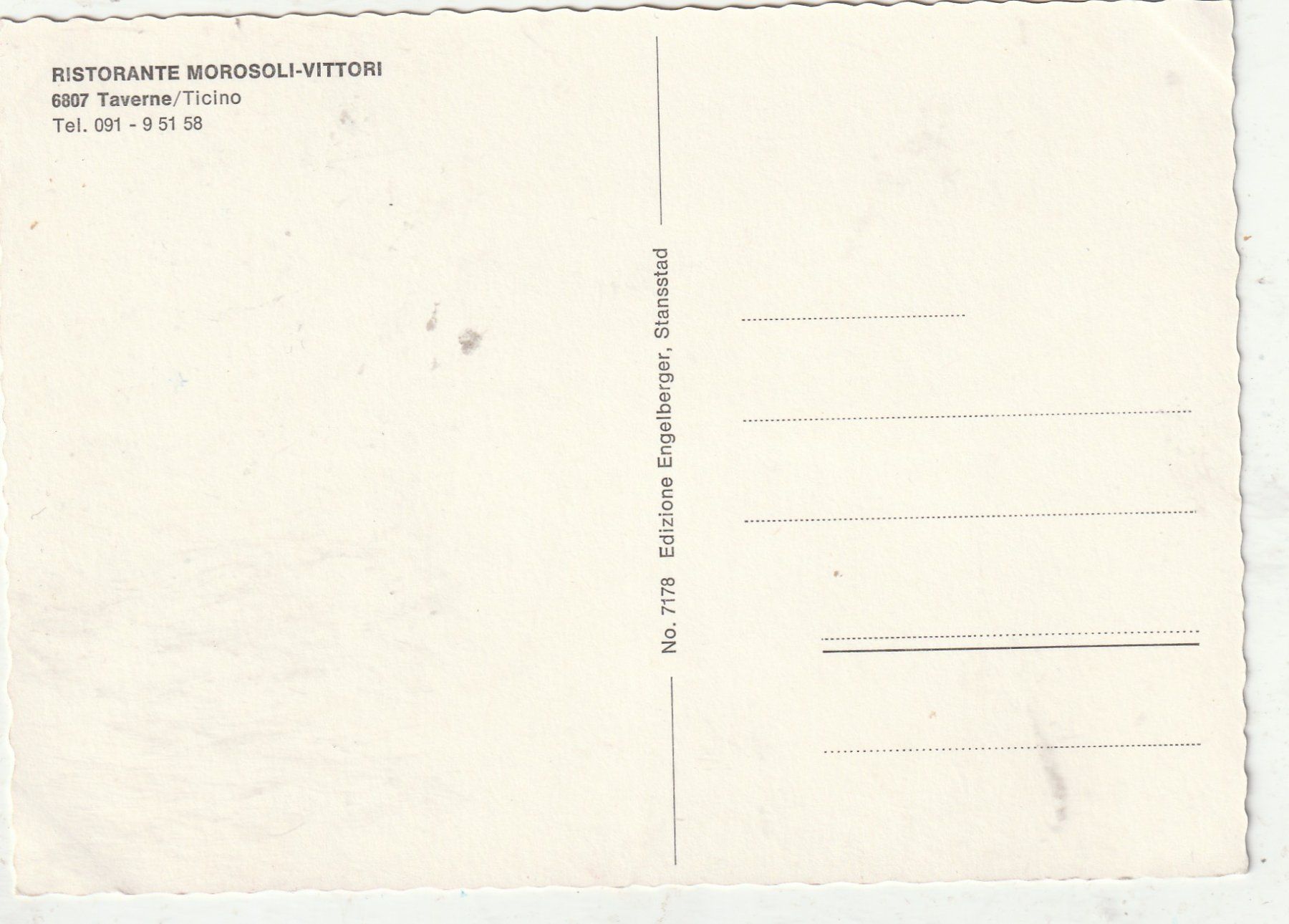 Cartes postales: Restaurant Moroso Vittori – D'occasion à Lumbrein par made02 1