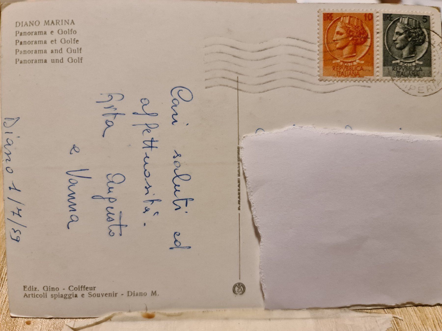 Cartoline postali: Ansichtskarte Fiano Marina Italien – Usato da Dintikon venduto da Vexi 1