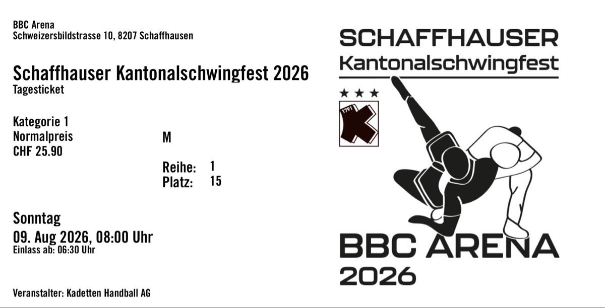 Biglietti: Schaffhauser Kantonalschwingfest 2026 - 9. August – Nuovo e nell'imballaggio originale da Aesch ZH venduto da Shoper1 1