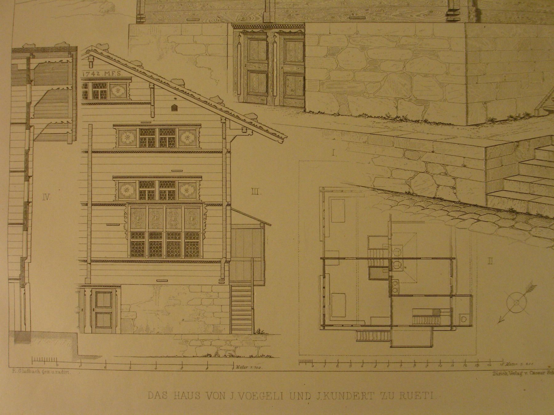 Schilder: RUETI, RÜTI, STAHLRADIERUNG 1886 – Gebraucht aus Grüningen von Kartensammler 3