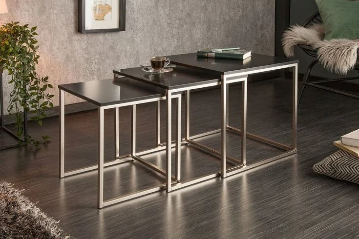 Tavoli: Design Beistelltisch 3er Set Edelstahl – Nuovo e nell'imballaggio originale da Winterthur venduto da aredo 1