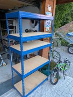 Regal blau Metall Holzplatten 5 Ablagen gebraucht