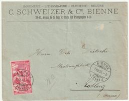 78B Firmenbrief von BIENNE 1.VIII.00 nach Koblenz