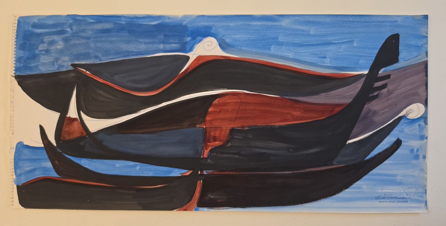 Dipinti: Lill Tschudi Original Aquarell 50x25cm – Usato da Emmenbrücke venduto da Kunstankaufverkauf