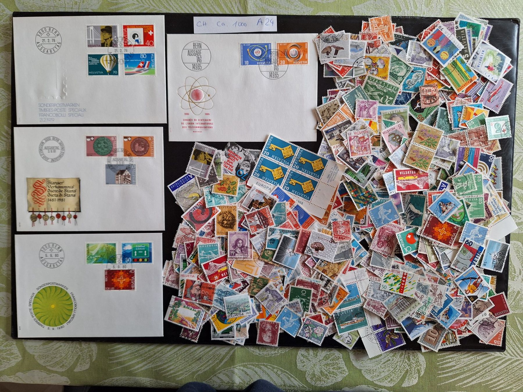 Alle Briefmarken: CH- ca. 1000 und 4 Briefe dazu (A24) – Gebraucht aus Genolier von Antoine30