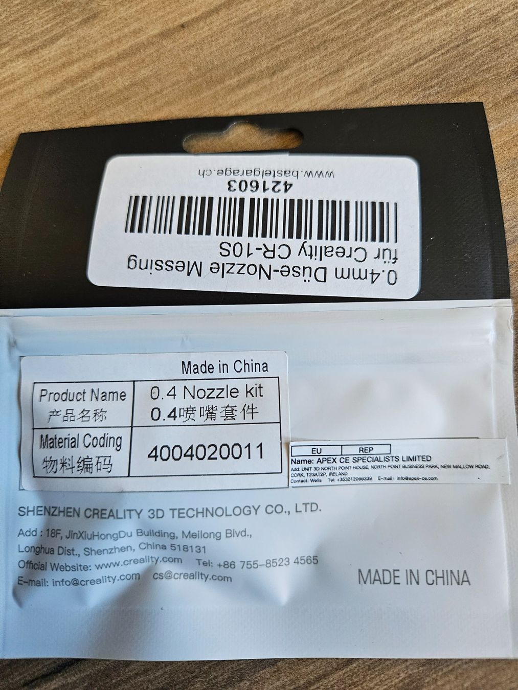 Creality Stampanti 3D: Creality 0.4mm Messing Düs-Set CR-10S neu – Nuovo e nell'imballaggio originale da Burg AG venduto da lennoschka 2