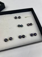 Schwarze Süsswasserzuchtperlen Ohrstecker, 6 Paar, Neu