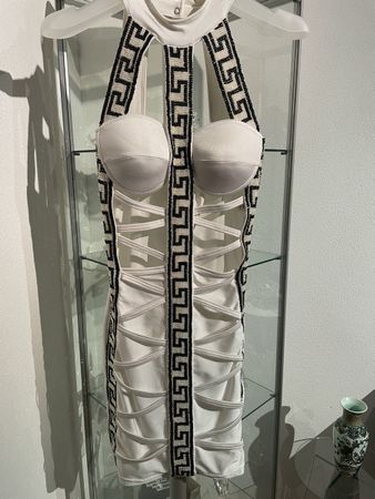 Lieblein Design Mode Cocktail Kleid weis schwarz Größe 38