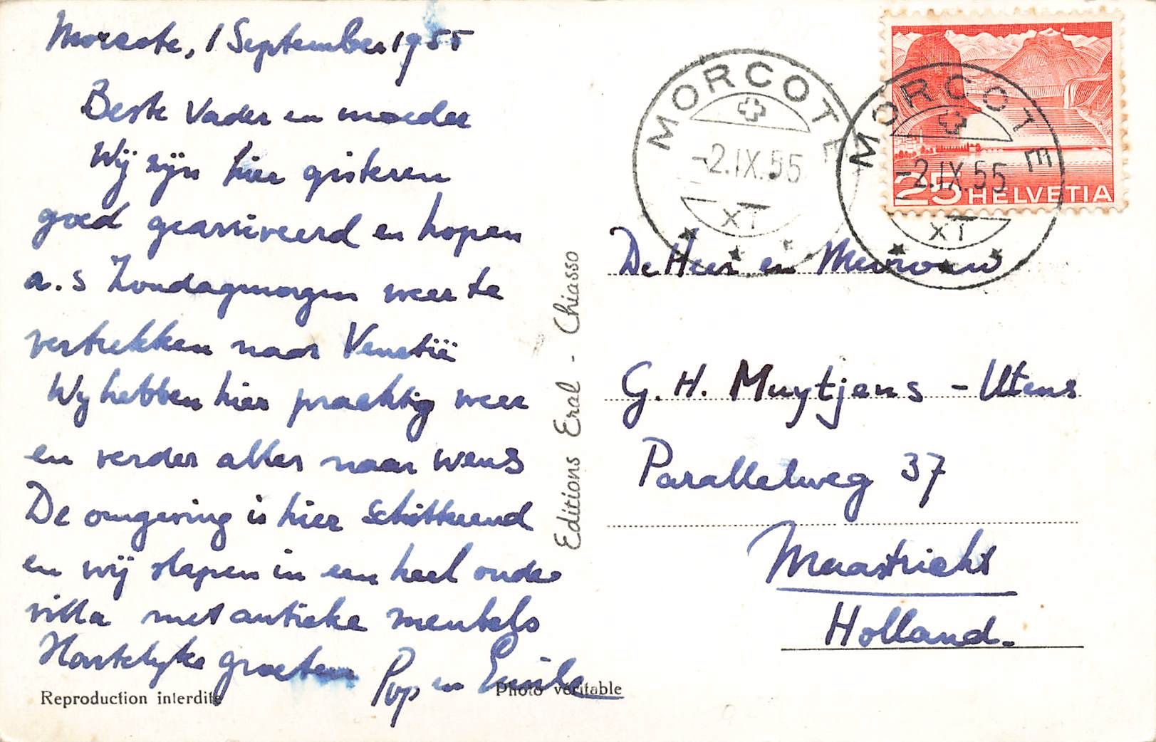 Cartoline postali: Morcote lago Lugano – Usato da Biasca venduto da Blenio71 1