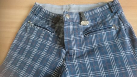 Reithose kariert blau mit Vollbesatz