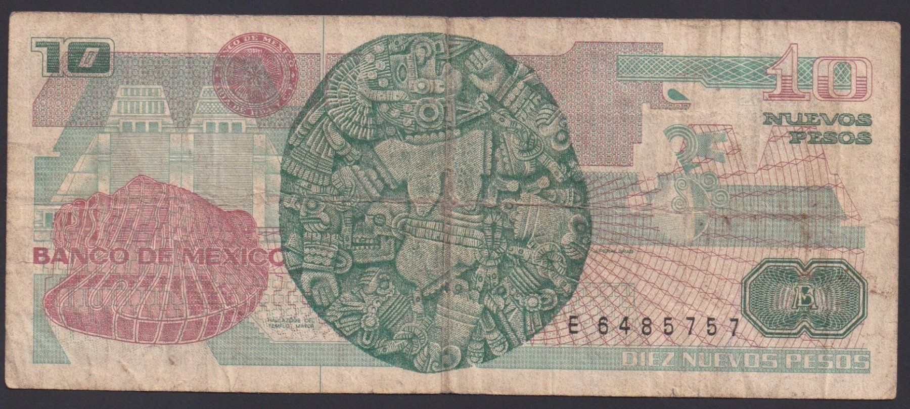 Banknoten: Mexiko 10 Pesos 1992 – Gebraucht aus Brugg AG von banknoten_muesli 1