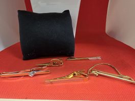 Krawattennadeln Set Goldfarben 5 Stck guter Zustand