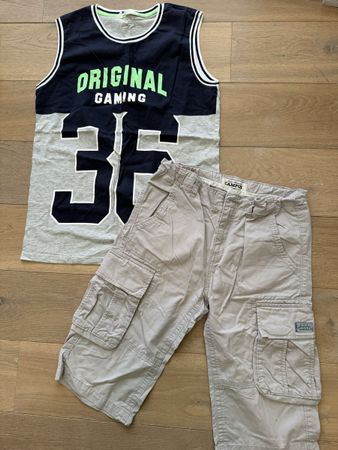 Jungen Sommer Outfit Gr. 170 Tanktop Cargo Shorts