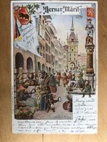 Antike Postkarte, Berner Märit, Bären Karte, 1917