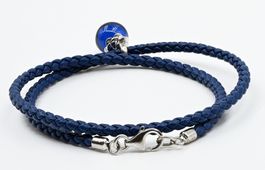 Blaues Lederarmband mit Lapislazuli, 925 Silber