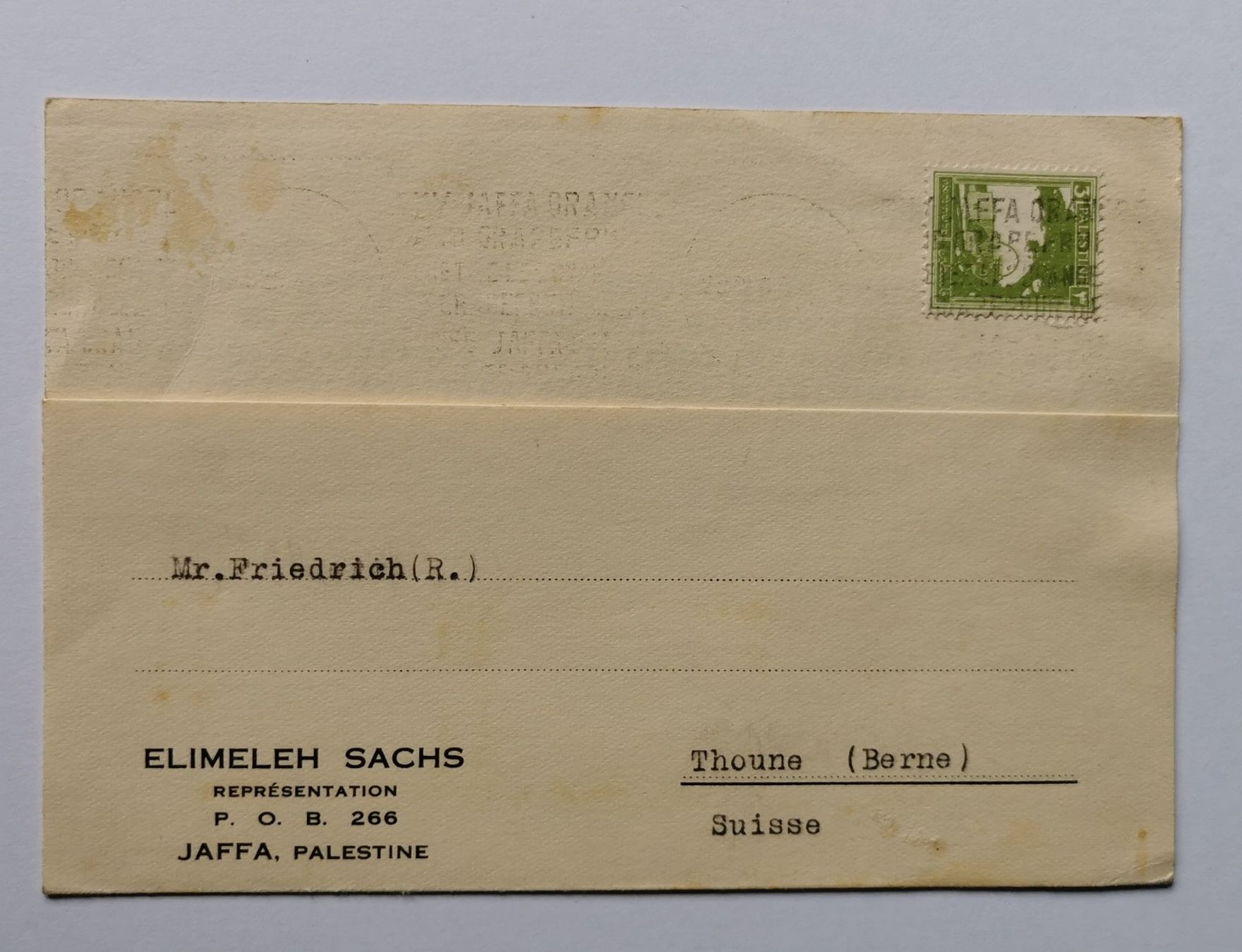 Alle Briefmarken: Palestine-Beleg 1927 – Gebraucht aus Aadorf von Chnorli-Furz