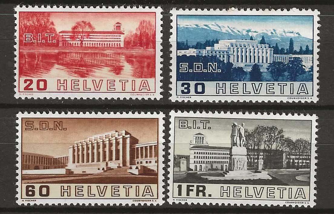 Tutti i francobolli: CH211 - Bâtiments SDN/BIT 1938 ** – Usato da Trélex venduto da Phil_Albert
