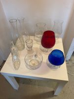 Glaswaren Set Karaffen Gläser rot blau guter Zustand