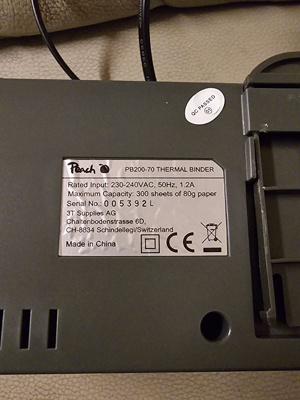 Macchine rilegatrici: Peach PB200-70 Thermalbindegerät (B) – Usato da Rorschach venduto da TimelessTrading 2