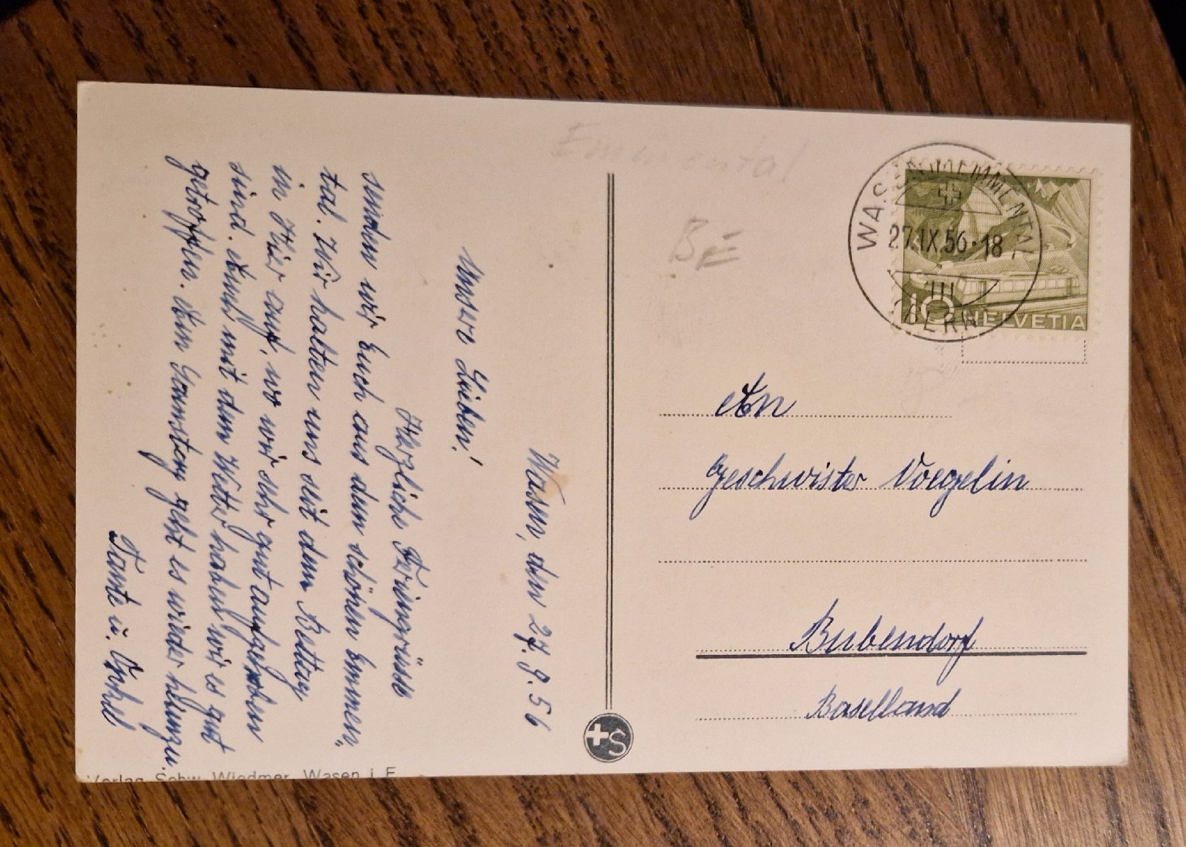 Cartoline postali: Wasen i.E. 1950 – Usato da Ebikon venduto da Donar50 1