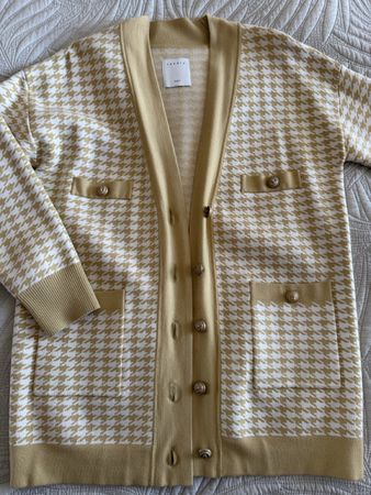Cardigan Sandro Prince de Galles Beige Doré Taille M