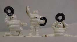 3 Michelin Figuren Gusseisen Set, Vintage Bibendum