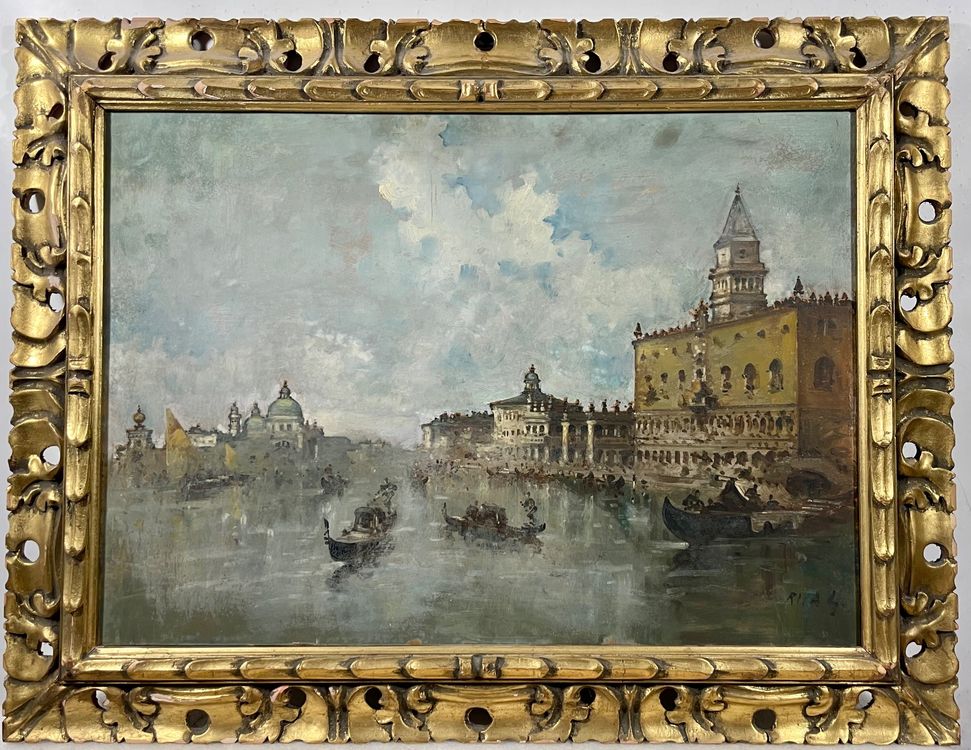 G. Riva (XIXXX) Venedig Szene grosses Gemälde Kaufen auf Ricardo
