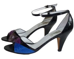 Sandaletten Pumps Gr. 38 Lack Made in Italy VINTAGE 1970s
