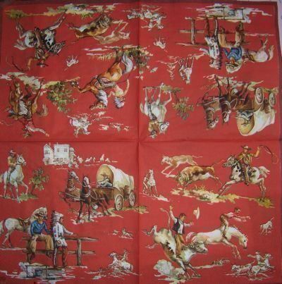 Tovaglioli: Serviette wilder westen (t4/5) rot oder creme 2Stk. – Nuovo (secondo la descrizione) da Schlatt TG venduto da kreativ-atelier 1
