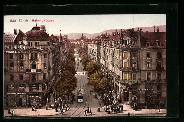Cartoline postali: Zürich, Bahnhofstrasse mit Strassenbahn – Usato da Berlin venduto da bartko-reher