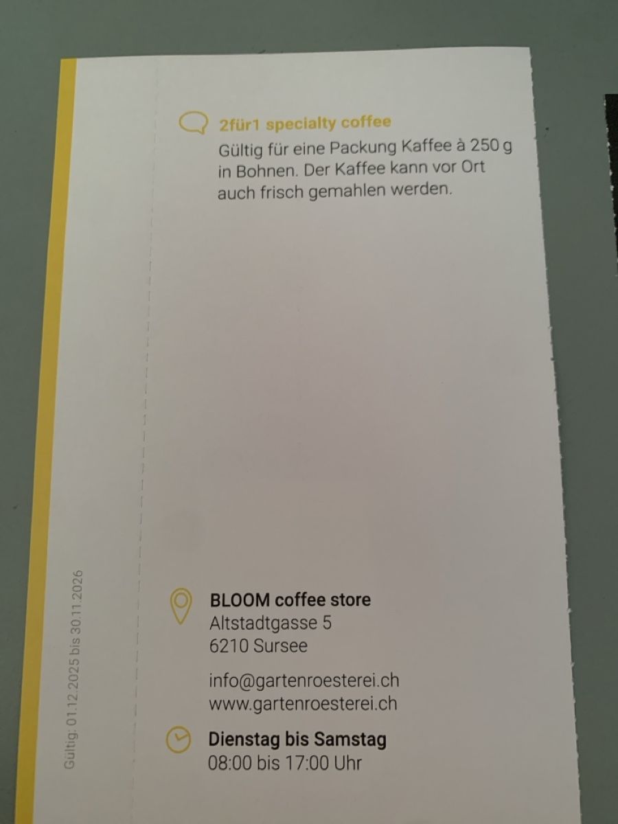 Gutscheine: 2für1 Kaffee, Bloom Sursee – Neu und originalverpackt aus Attelwil von TaraLee 1