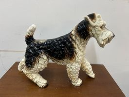 Keramikfigur Hund Drahthaar-Foxterrier Goebel W.Germany 1950
