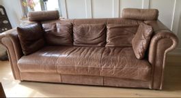 Ledercouch Tabakbraun Vintage (2.30 m x 1.10 m x 0.83 m)