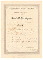 Tauf = Bescheinigung Kirchgemeinde AARBERG 25.März 1892 !