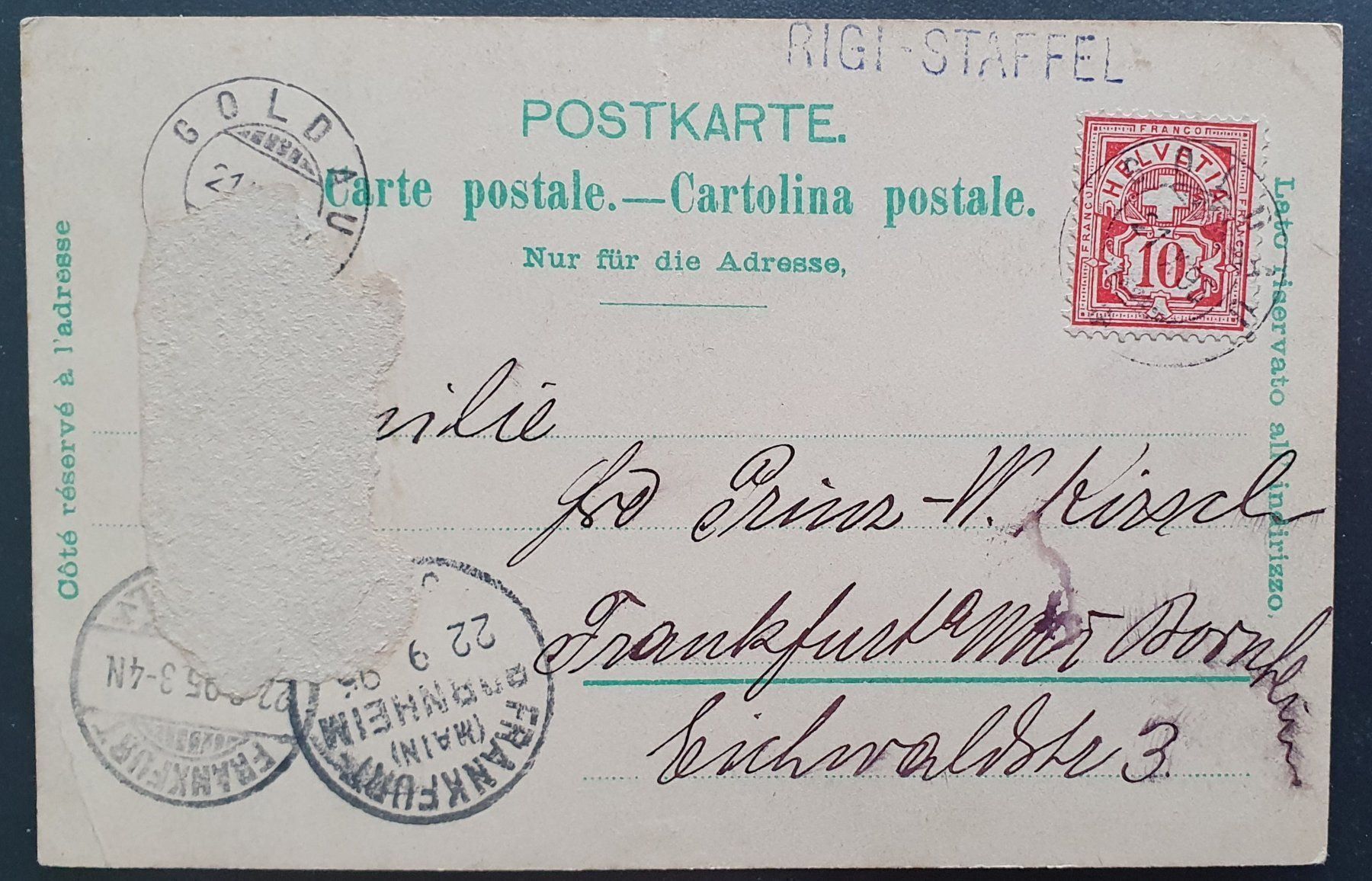 Cartoline postali: Gruss vom Rigi 1895 – Usato da Kreuzlingen venduto da Rschweiz1 1