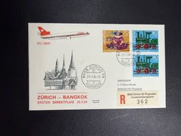 Swissair Erstflugbrief Zürich-Bangkok 1984