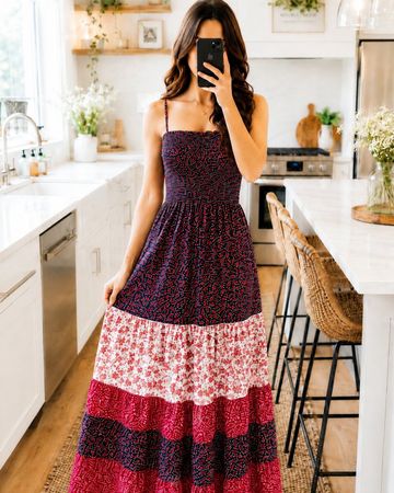 Sommer-Maxikleid Rot gestreift Gr. S/M Baumwolle
