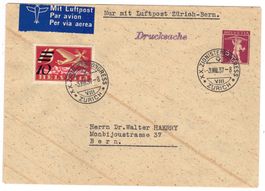 Entier postal vol Zürich-Bern "zionistenkongress" 3.VIII.37